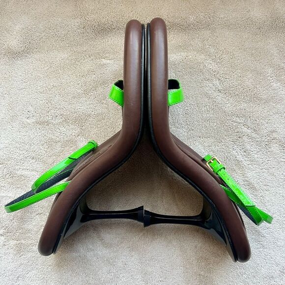JW Anderson Bumper Tube Lime Green Patent Leather Strappy Heeled Sandal 38 US 8 - Picture 5 of 16